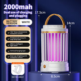 USB Rechargeable White Portable 3-in-1 Electric Mosquito Zapper Lamp - UV Bug Killer, Warm Night Light & Bright Lantern